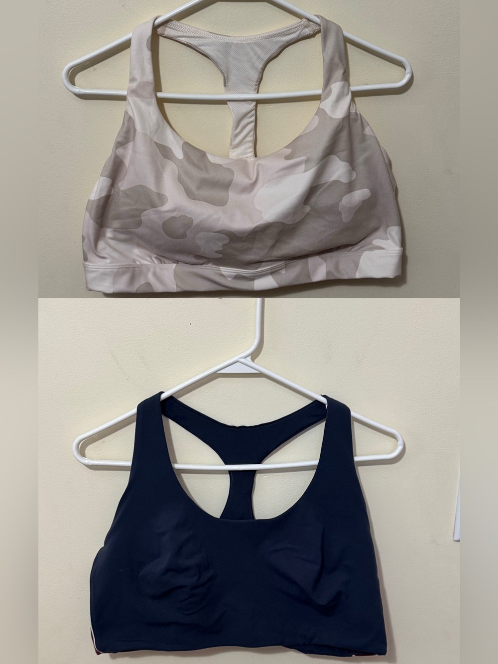 all in motion Racerback Sports Bra in Neutral Camo and Navy